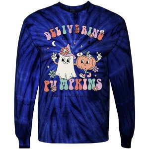 Delivering The Cutest Pumpkins Labor And Delivery L&D Nurse Tie-Dye Long Sleeve Shirt