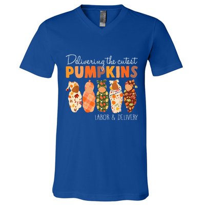 Delivering The Cutest Pumpkins Labor & Delivery Nurse Fall V-Neck T-Shirt
