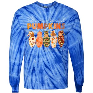 Delivering The Cutest Pumpkins Labor & Delivery Nurse Fall Tie-Dye Long Sleeve Shirt