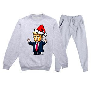 Donald Trump Christmas For Dads & Women Christmas Trump Premium Crewneck Sweatsuit Set