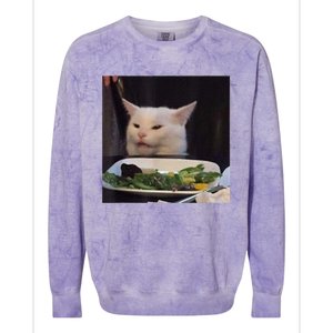 Dinner Table Cat Meme Funny Internet Yelling Confused Gift TShirt Colorblast Crewneck Sweatshirt