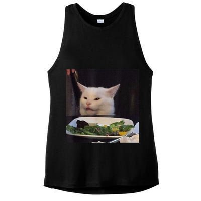 Dinner Table Cat Meme Funny Internet Yelling Confused Gift TShirt Ladies PosiCharge Tri-Blend Wicking Tank
