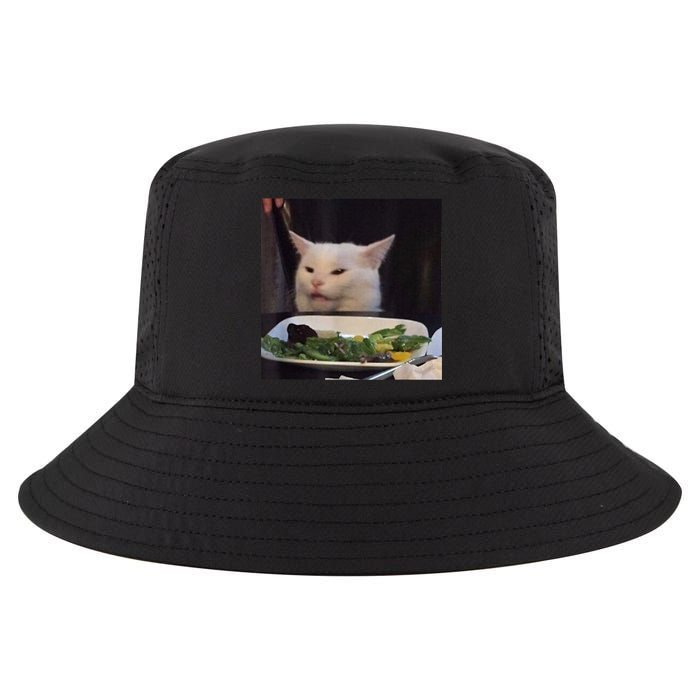 Dinner Table Cat Meme Funny Internet Yelling Confused Gift TShirt Cool Comfort Performance Bucket Hat