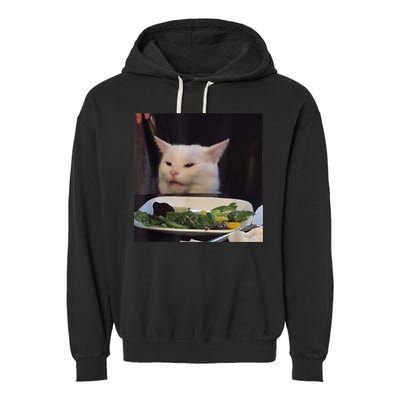 Dinner Table Cat Meme Funny Internet Yelling Confused Gift TShirt Garment-Dyed Fleece Hoodie