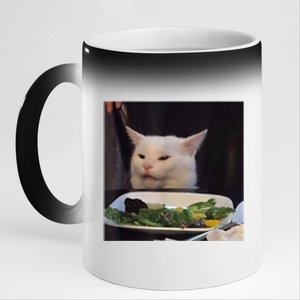 Dinner Table Cat Meme Funny Internet Yelling Confused Gift TShirt 11oz Black Color Changing Mug