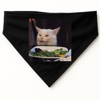 Dinner Table Cat Meme Funny Internet Yelling Confused Gift TShirt USA-Made Doggie Bandana