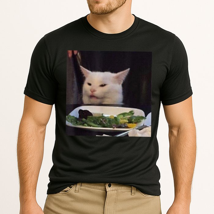 Dinner Table Cat Meme Funny Internet Yelling Confused Gift TShirt Cooling Performance Crew T-Shirt