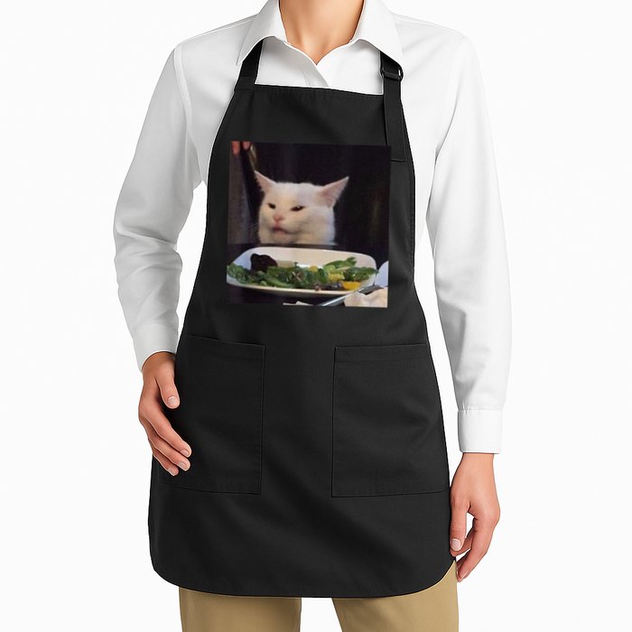 Dinner Table Cat Meme Funny Internet Yelling Confused Gift TShirt Apron