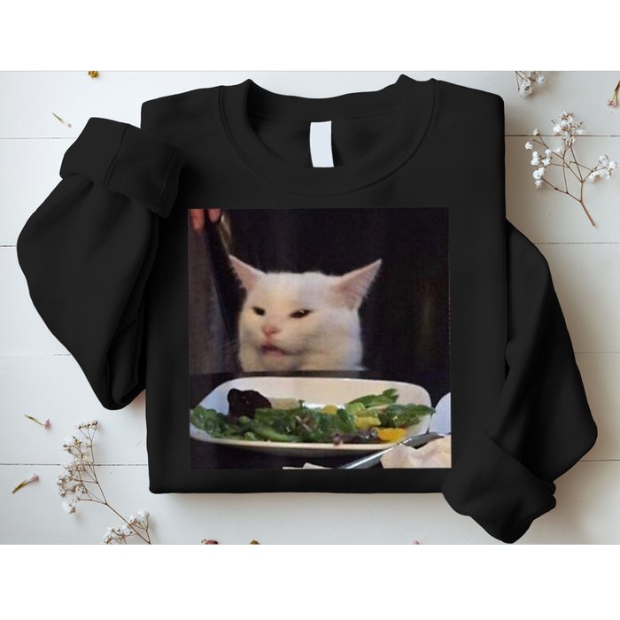 Dinner Table Cat Meme Funny Internet Yelling Confused Gift TShirt Sweatshirt