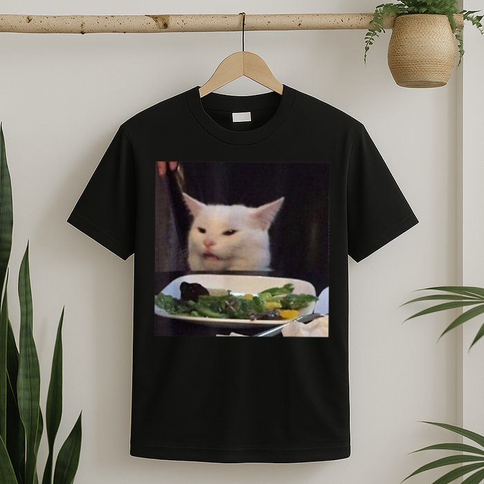 Dinner Table Cat Meme Funny Internet Yelling Confused Gift TShirt T-Shirt