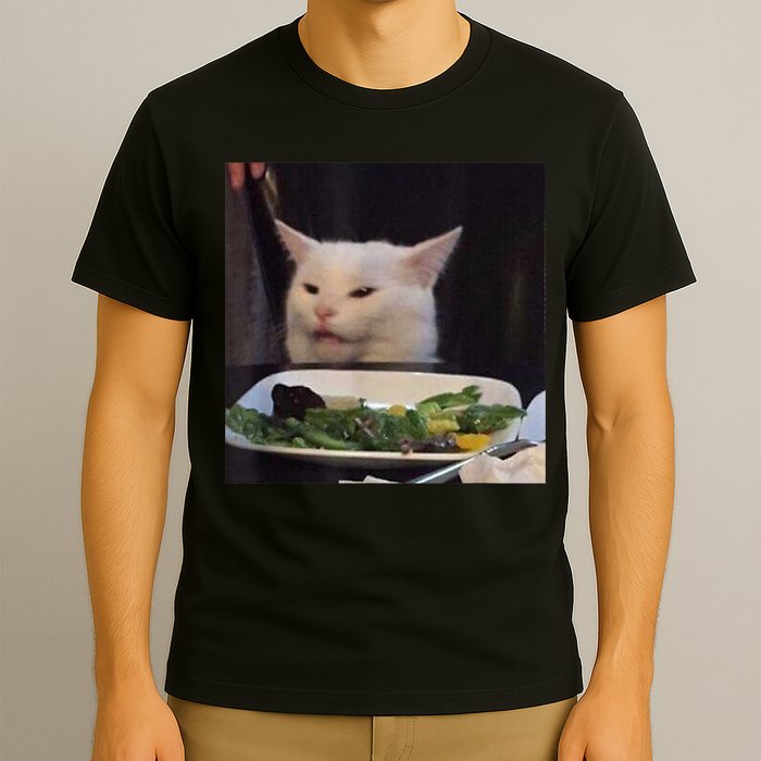 Dinner Table Cat Meme Funny Internet Yelling Confused Gift TShirt T-Shirt