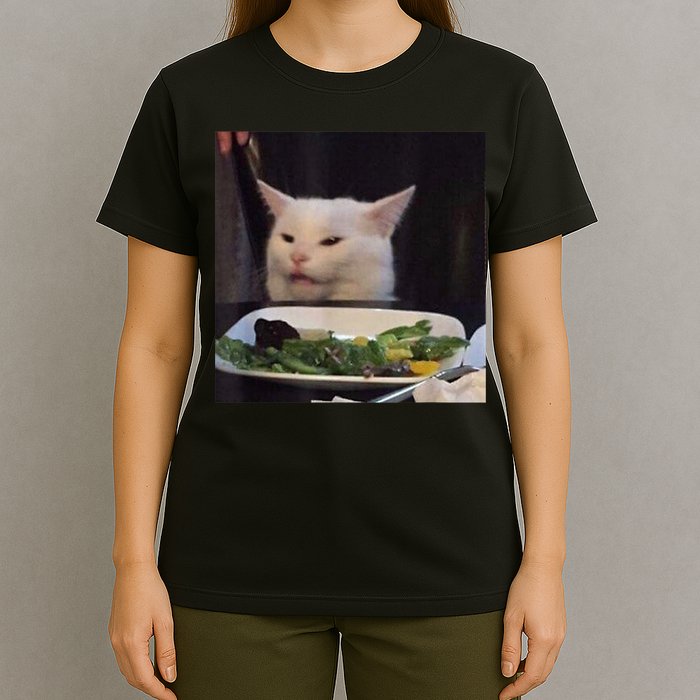 Dinner Table Cat Meme Funny Internet Yelling Confused Gift TShirt T-Shirt