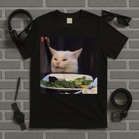 Dinner Table Cat Meme Funny Internet Yelling Confused Gift TShirt T-Shirt