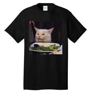 Dinner Table Cat Meme Funny Internet Yelling Confused Gift TShirt Tall T-Shirt