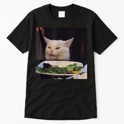 Dinner Table Cat Meme Funny Internet Yelling Confused Gift TShirt Tall T-Shirt