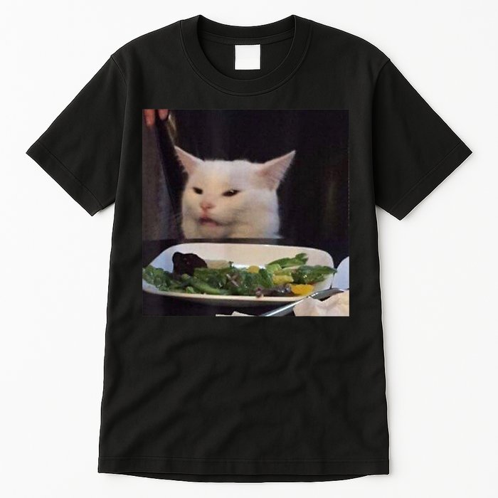 Dinner Table Cat Meme Funny Internet Yelling Confused Gift TShirt Tall T-Shirt
