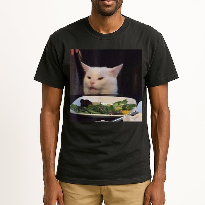 Dinner Table Cat Meme Funny Internet Yelling Confused Gift TShirt Tall T-Shirt