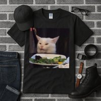 Dinner Table Cat Meme Funny Internet Yelling Confused Gift TShirt Tall T-Shirt