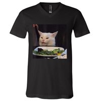 Dinner Table Cat Meme Funny Internet Yelling Confused Gift TShirt V-Neck T-Shirt