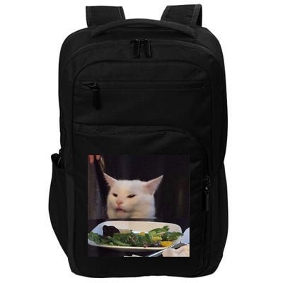 Dinner Table Cat Meme Funny Internet Yelling Confused Gift TShirt Impact Tech Backpack
