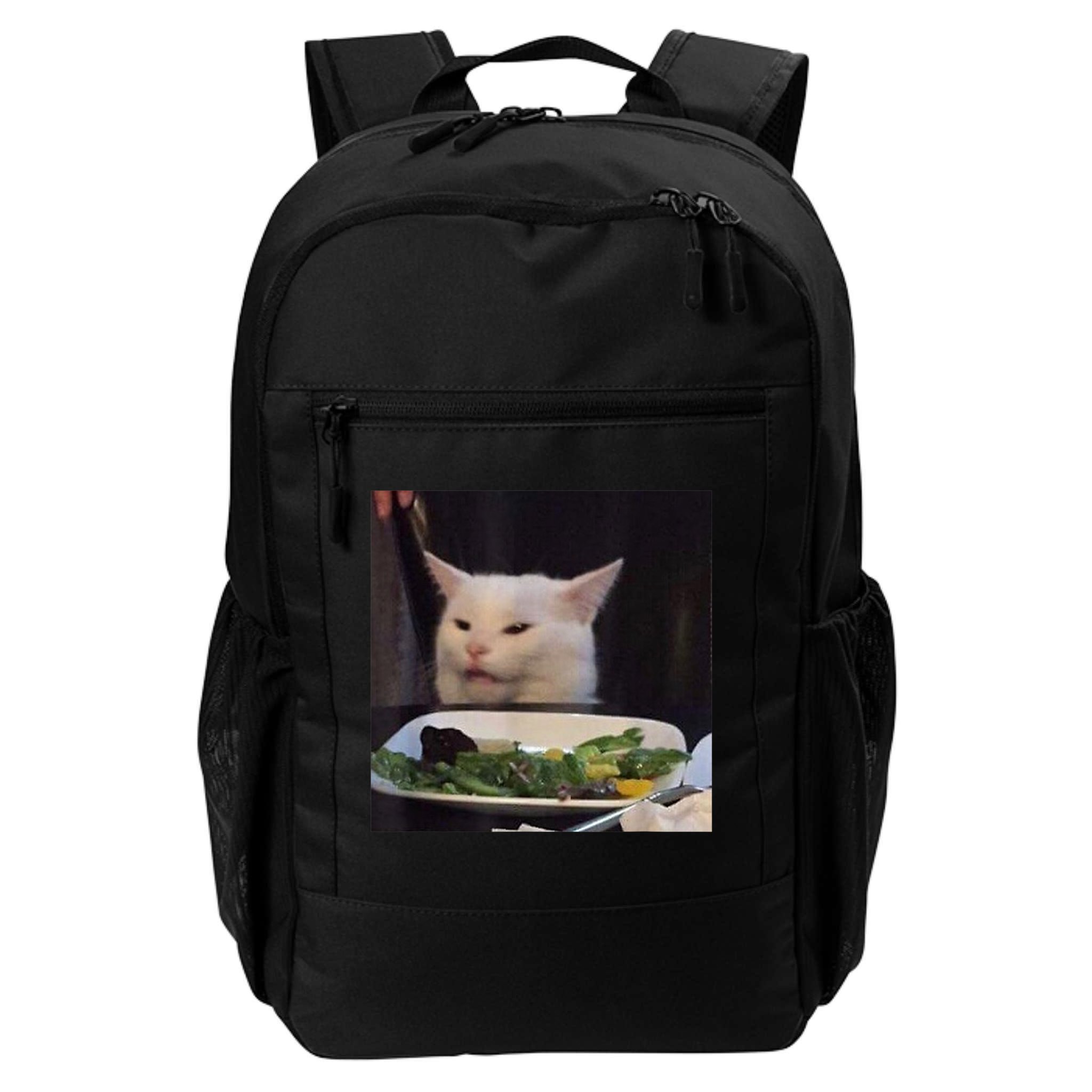Dinner Table Cat Meme Funny Internet Yelling Confused Gift TShirt Backpack