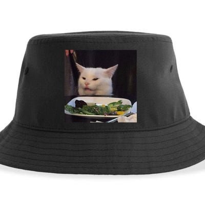 Dinner Table Cat Meme Funny Internet Yelling Confused Gift TShirt Sustainable Bucket Hat