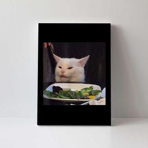 Dinner Table Cat Meme Funny Internet Yelling Confused Gift TShirt Canvas