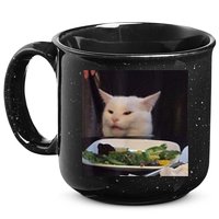 Dinner Table Cat Meme Funny Internet Yelling Confused Gift TShirt 15oz Campfire Ceramic Mug