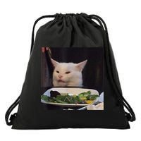 Dinner Table Cat Meme Funny Internet Yelling Confused Gift TShirt Drawstring Bag
