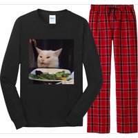 Dinner Table Cat Meme Funny Internet Yelling Confused Gift TShirt Long Sleeve Pajama Set