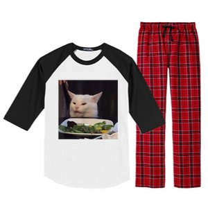 Dinner Table Cat Meme Funny Internet Yelling Confused Gift TShirt Raglan Sleeve Pajama Set