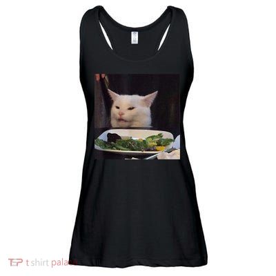 Dinner Table Cat Meme Funny Internet Yelling Confused Gift TShirt Ladies Essential Flowy Tank