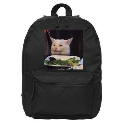 Dinner Table Cat Meme Funny Internet Yelling Confused Gift TShirt 16 in Basic Backpack