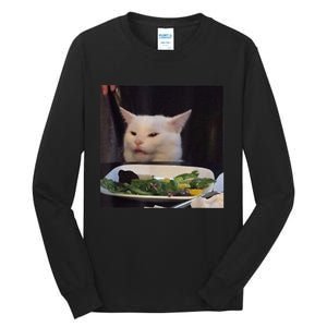 Dinner Table Cat Meme Funny Internet Yelling Confused Gift TShirt Tall Long Sleeve T-Shirt