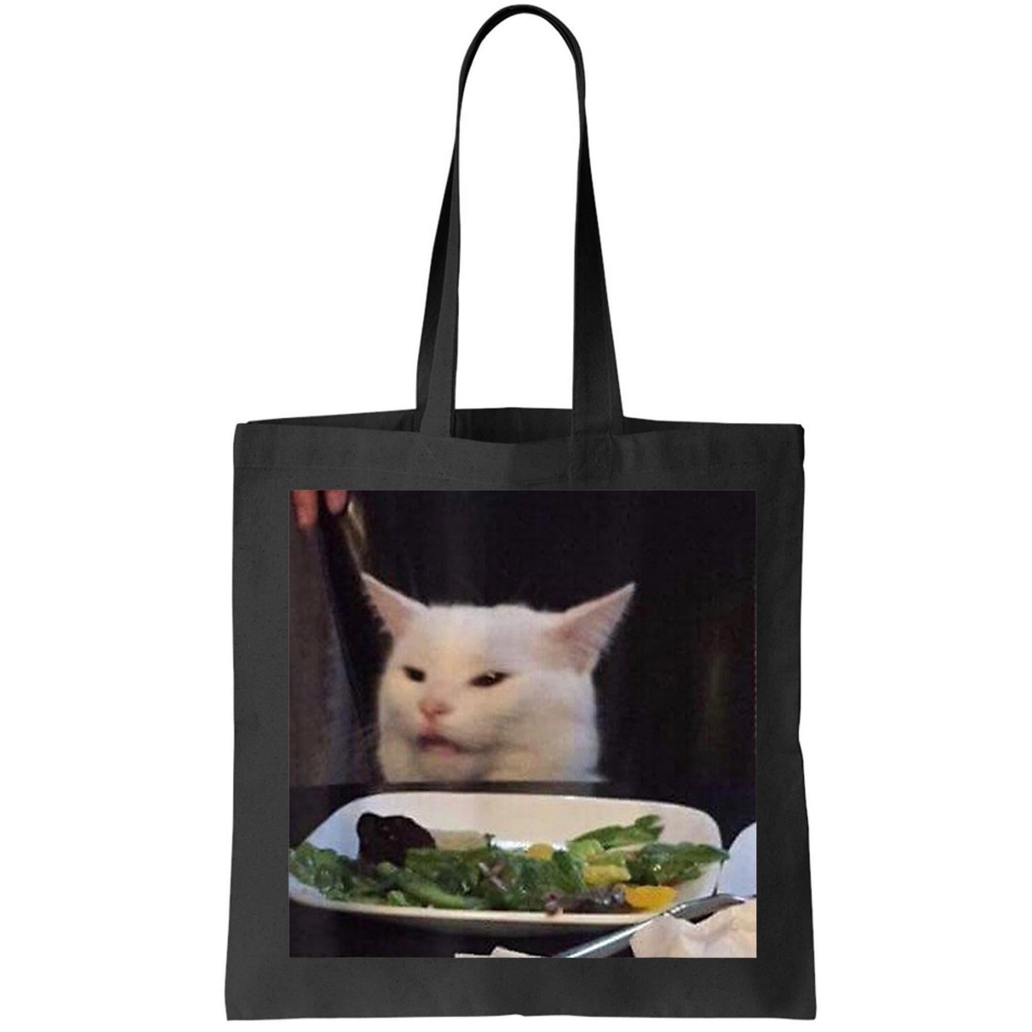Dinner Table Cat Meme Funny Internet Yelling Confused Gift TShirt Bag