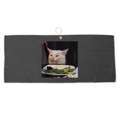 Dinner Table Cat Meme Funny Internet Yelling Confused Gift TShirt Large Microfiber Waffle Golf Towel