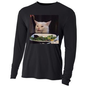 Dinner Table Cat Meme Funny Internet Yelling Confused Gift TShirt Cooling Performance Long Sleeve Crew