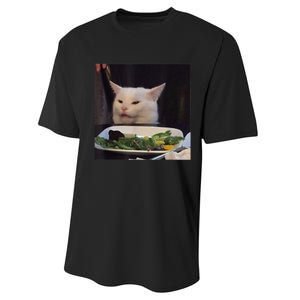 Dinner Table Cat Meme Funny Internet Yelling Confused Gift TShirt Performance Sprint T-Shirt