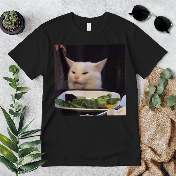 Dinner Table Cat Meme Funny Internet Yelling Confused Gift TShirt Premium T-Shirt