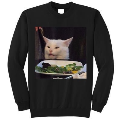 Dinner Table Cat Meme Funny Internet Yelling Confused Gift TShirt Tall Sweatshirt