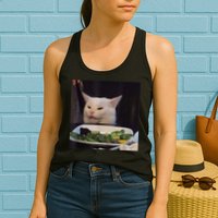 Dinner Table Cat Meme Funny Internet Yelling Confused Gift TShirt Womens Tank Top