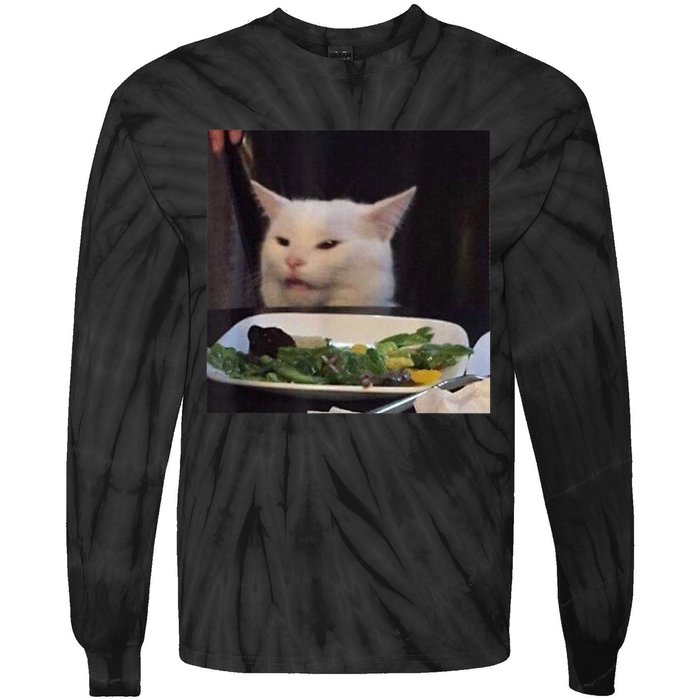 Dinner Table Cat Meme Funny Internet Yelling Confused Gift TShirt Tie-Dye Long Sleeve Shirt