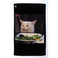 Dinner Table Cat Meme Funny Internet Yelling Confused Gift TShirt Golf Towel