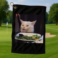 Dinner Table Cat Meme Funny Internet Yelling Confused Gift TShirt Golf Towel
