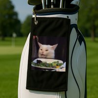Dinner Table Cat Meme Funny Internet Yelling Confused Gift TShirt Golf Towel