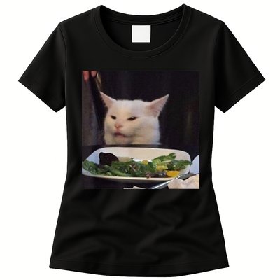 Dinner Table Cat Meme Funny Internet Yelling Confused Gift TShirt Womens T-Shirt