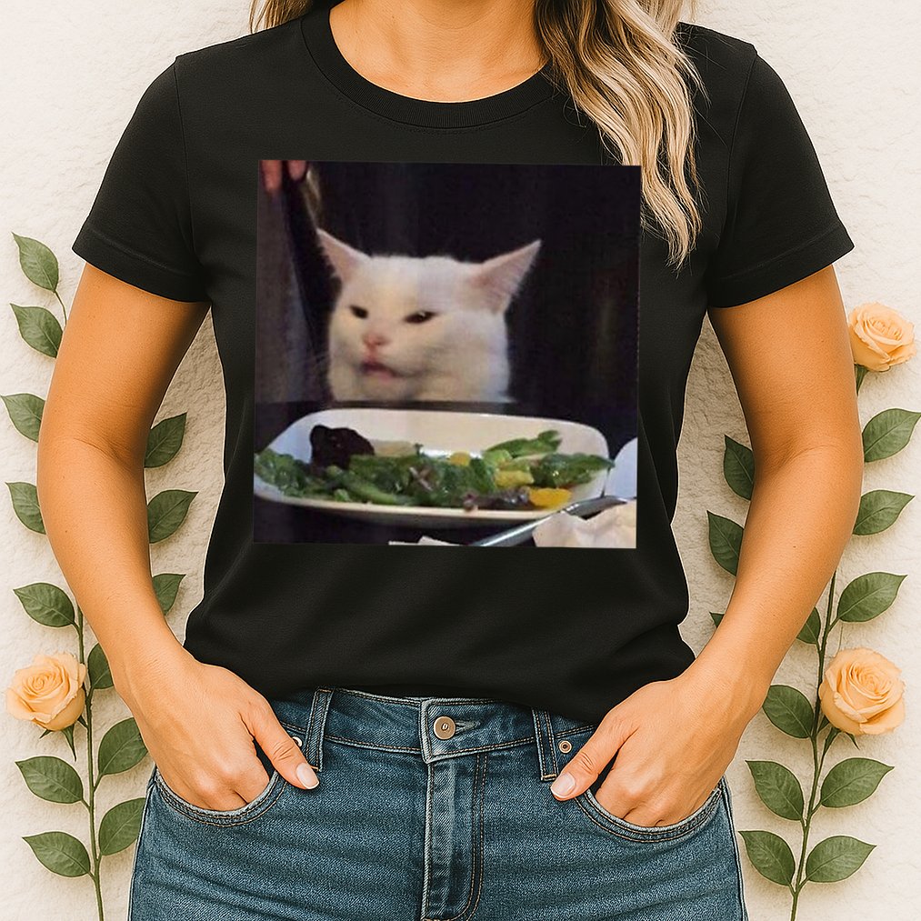 Dinner Table Cat Meme Funny Internet Yelling Confused Gift TShirt Womens T-Shirt
