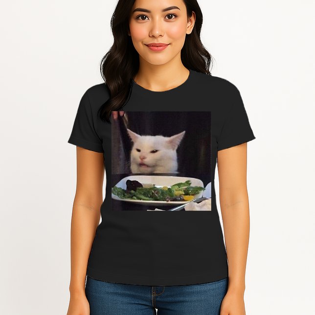 Dinner Table Cat Meme Funny Internet Yelling Confused Gift TShirt Womens T-Shirt