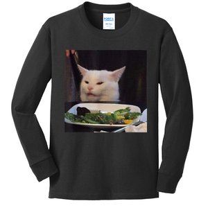 Dinner Table Cat Meme Funny Internet Yelling Confused Gift TShirt Kids Long Sleeve Shirt