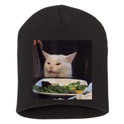 Dinner Table Cat Meme Funny Internet Yelling Confused Gift TShirt Short Acrylic Beanie